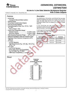 CD74HC354E datasheet  